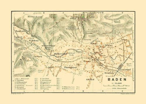 Baden Austria - Baedeker 1910 Poster Print by Baedeker Baedeker # ITAU0070