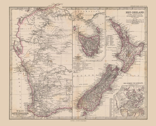 West Australia New Zealand - Stieler  1885 Poster Print by Stieler Stieler # ITAU0035