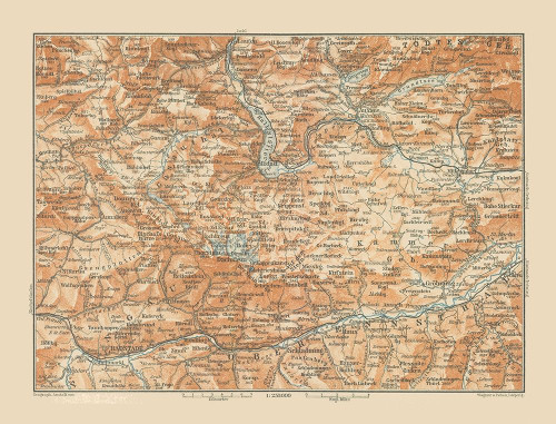 Dachstein Region Austria - Baedeker 1910 Poster Print by Baedeker Baedeker # ITAU0073