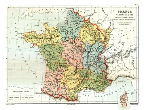 Climatology France - Cortambert 1880 Poster Print by Cortambert Cortambert # ITFR0186