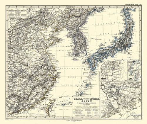 China Japan Korea - Perthes 1872 Poster Print by Perthes Perthes # ITAS0130