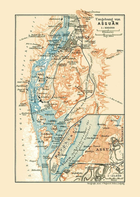 Africa Aswan Egypt - Baedeker 1913 Poster Print by Baedeker Baedeker # ITAS0071