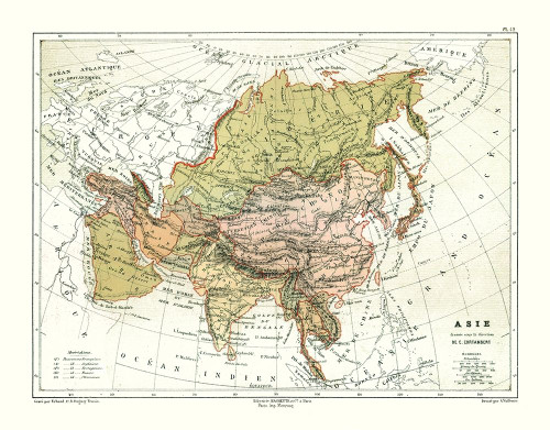 Political of Asia - Cortambert 1880 Poster Print by Cortambert Cortambert # ITAS0049