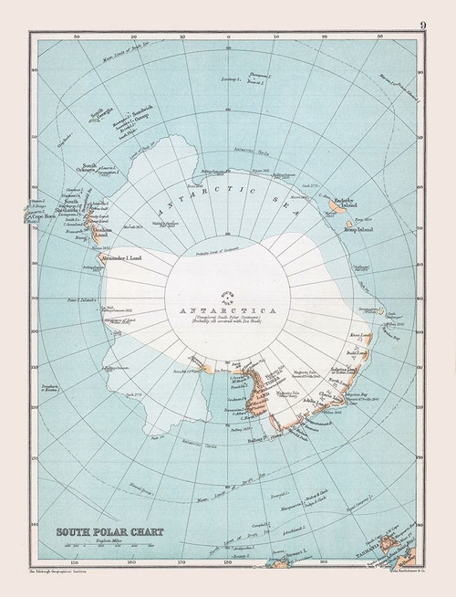 Antarctica - Bartholomew 1892 Poster Print by Bartholomew Bartholomew # ITAN0007