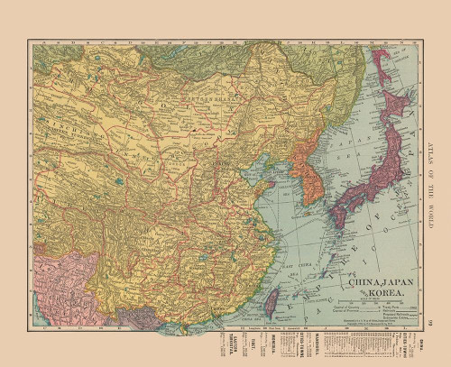 Asia China Japan Korea - Hammond 1910 Poster Print by Hammond Hammond # ITAS0035