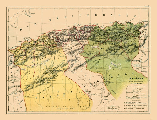 Algeria Africa - Cortambert 1880 Poster Print by Cortambert Cortambert # ITAL0012