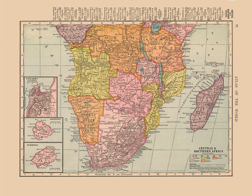 Central Southern Africa - Hammond 1910 Poster Print by Hammond Hammond # ITAF0043