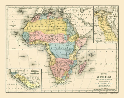 Africa - Mitchell 1869 Poster Print by Mitchell Mitchell # ITAF0058
