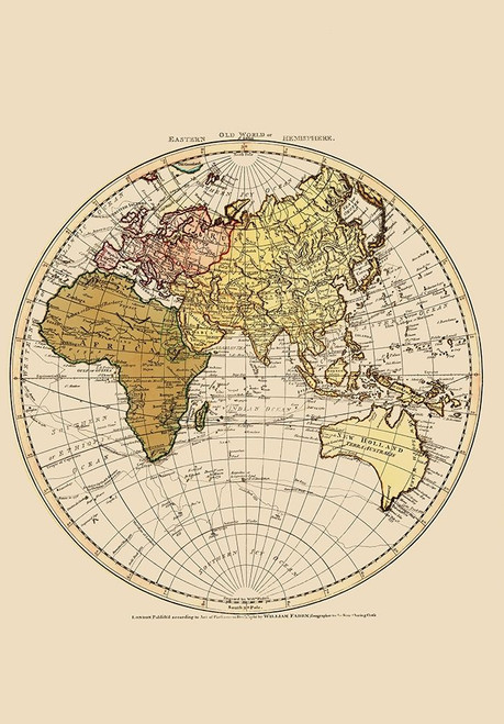 Eastern Hemisphere - Faden 1786 Poster Print by Faden Faden # ITEA0001