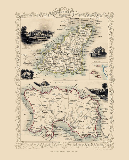 Channel Islands Great Britain - Tallis 1851 Poster Print by Tallis Tallis # ITCH0014
