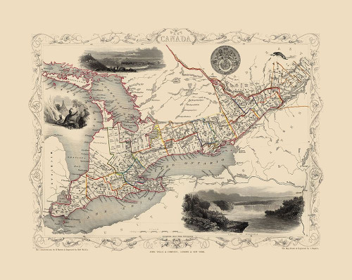 Great Lakes Canada - Tallis 1851 Poster Print by Tallis Tallis # ITCA0047