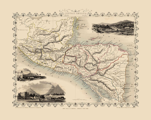 Central America - Tallis 1851 Poster Print by Tallis Tallis # ITCE0003