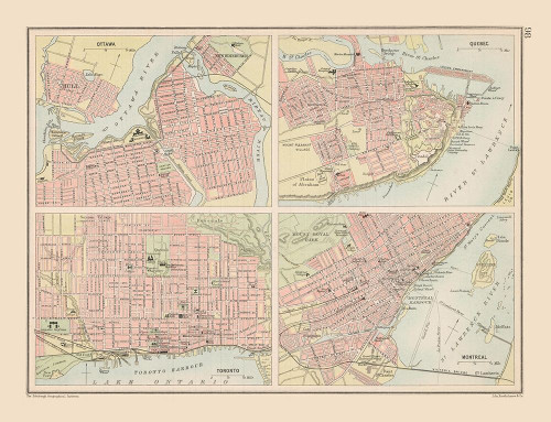 Canadian Cities - Bartholomew 1892 Poster Print by Bartholomew Bartholomew # ITCA0068