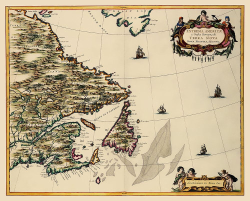 Atlantic Coast Canada - Blaeu 1662 Poster Print by Blaeu Blaeu # ITCA0035