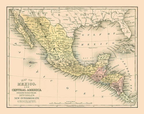 Central America Mexico - Mitchell 1869 Poster Print by Mitchell Mitchell # ITCA0087