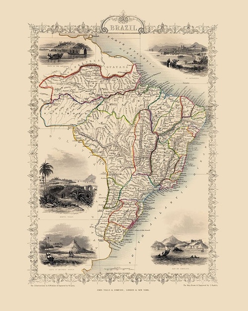 South America Brazil - Tallis 1851 Poster Print by Tallis Tallis # ITBR0023