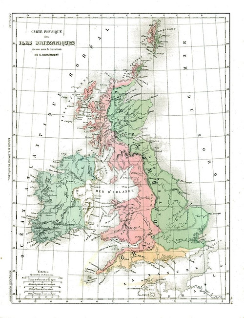 Physical of British Isles - Cortambert 1880 Poster Print by Cortambert Cortambert # ITBI0006