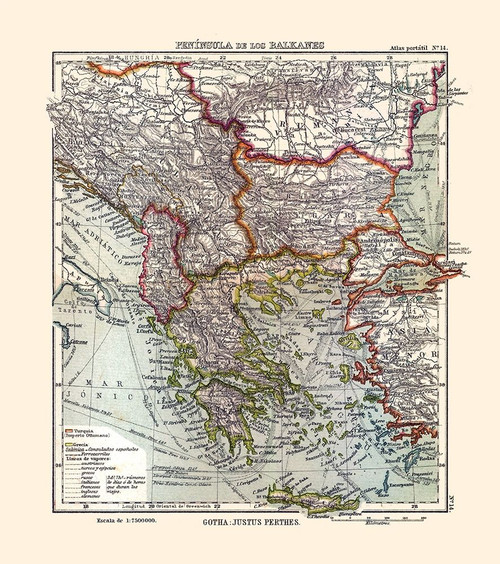 Europe Balkan Peninsula - Perthes 1921 Poster Print by Perthes Perthes # ITBP0005