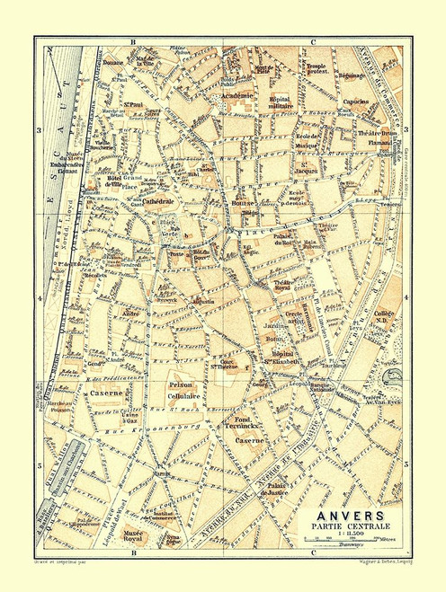 Anvers Central Part Belgium Europe - Baedeker 1910 Poster Print by Baedeker Baedeker # ITBE0031
