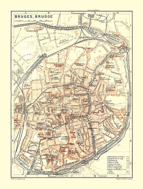 Bruges Belgium Europe - Baedeker 1910 Poster Print by Baedeker Baedeker # ITBE0033