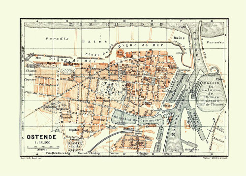 Ostend Belgium Europe - Baedeker 1910 Poster Print by Baedeker Baedeker # ITBE0045