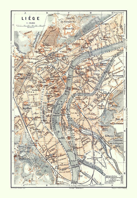 Liege Belgium Europe - Baedeker 1910 Poster Print by Baedeker Baedeker # ITBE0039