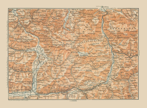 Mitter Pinzgau Region Austria - Baedeker 1910 Poster Print by Baedeker Baedeker # ITAU0087