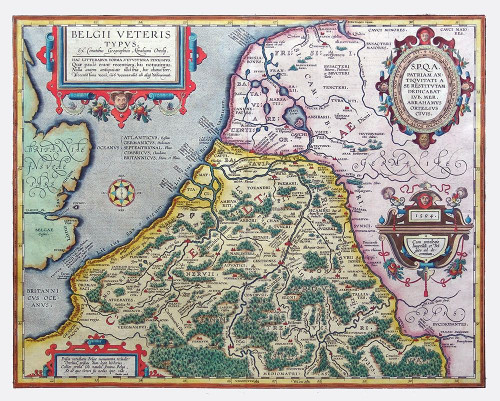 Ancient Belgium 1594 Europe - Ortelius 1570 Poster Print by Ortelius Ortelius # ITBE0051