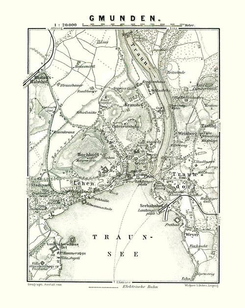Gmunden Austria - Baedeker 1896 Poster Print by Baedeker Baedeker # ITAU0103