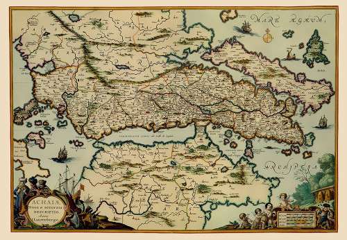 Achaea Region Greece - Lauremberg 1654 Poster Print by Lauremberg Lauremberg # ITAC0001