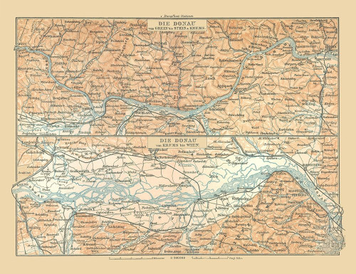 Danube River Austria - Baedeker 1896 Poster Print by Baedeker Baedeker # ITAU0119