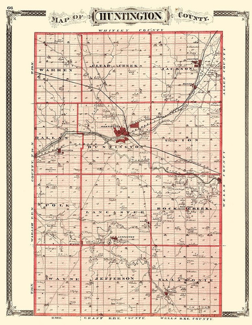 Huntington Indiana - Baskin 1876 Poster Print by Baskin Baskin # INHU0002
