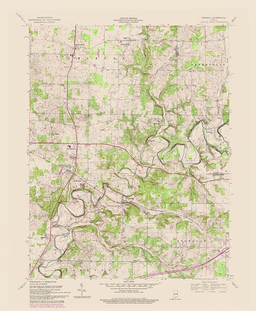 Crandall Indiana Quad - USGS 1954 Poster Print by USGS USGS # INCR0002