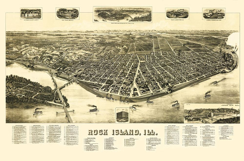Rock Island Illinois - Wellge 1888 Poster Print by Wellge Wellge # ILRO0003
