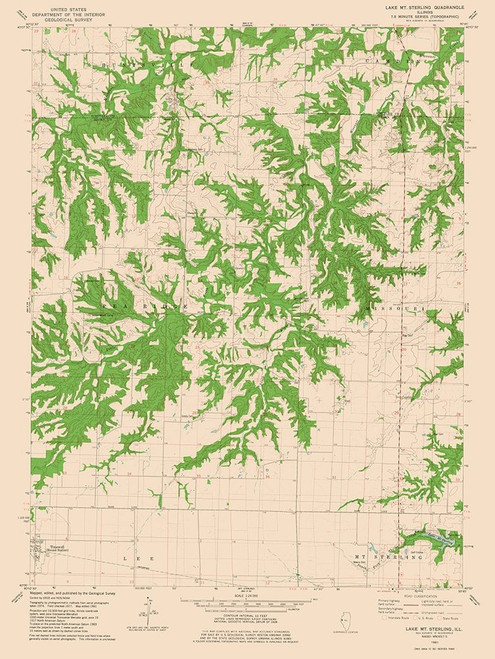 Lake Mt Sterling Illinois Quad - USGS 1981 Poster Print by USGS USGS # ILLM0001