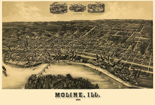 Moline Illinois - Wellge 1889 Poster Print by Wellge Wellge # ILMO0007