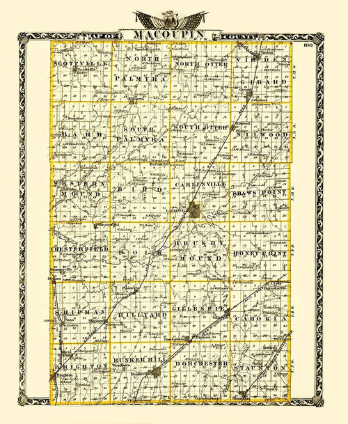 Macoupin Illinois Landowner - Warner 1870 Poster Print by Warner Warner # ILMA0004