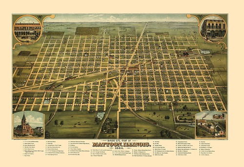 Mattoon Illinois - Shober 1884 Poster Print by Shober Shober # ILMA0006