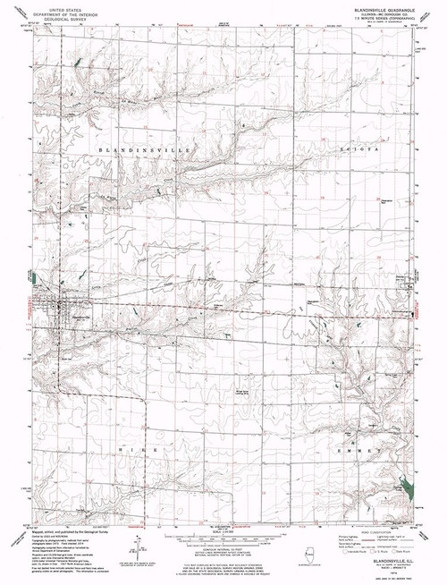 Blandinsville Illinois Quad - USGS 1974 Poster Print by USGS USGS # ILBL0002