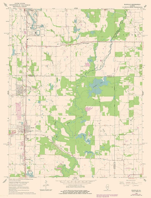 Elkville Illinois Quad - USGS 1968 Poster Print by USGS USGS # ILEL0002