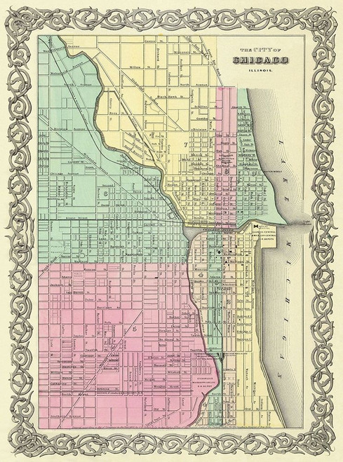 Chicago Illinois - Colton 1855 Poster Print by Colton Colton # ILCH0001