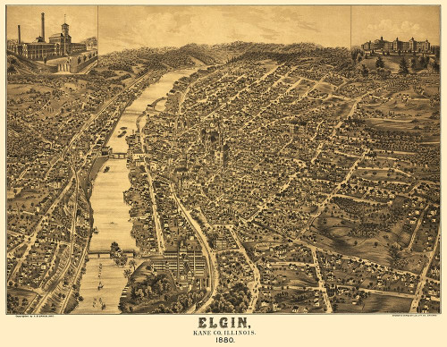 Elgin Illinois - Shober 1880 Poster Print by Shober Shober # ILEL0001