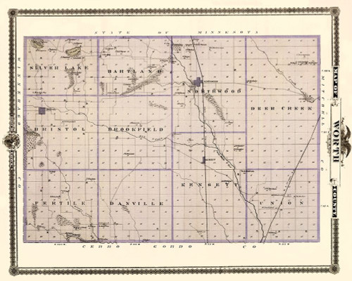 Worth Iowa Landowner - Andreas 1874 Poster Print by Andreas Andreas # IAWO0002