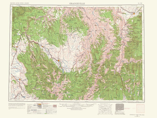 Grangeville Idaho Washington Oregon Quad Poster Print by USGS USGS # IDGR0001