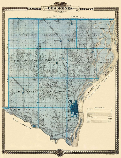 Des Moines Iowa - Shober 1875 Poster Print by Shober Shober # IADE0001