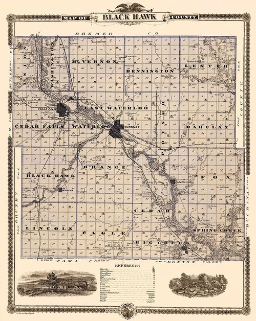Black Hawk Iowa Landowner - Shober 1874 Poster Print by Shober Shober # IABL0002