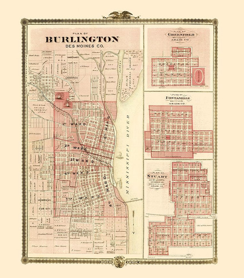 Burlington, Greenfield, Fontanelle, Stuart Iowa Poster Print by Andreas Andreas # IABU0003