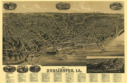 Burlington Iowa - Wellge 1889 Poster Print by Wellge Wellge # IABU0004