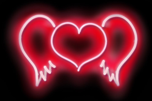 Neon Heart Wings RB Poster Print by Hailey Carr # HR116199