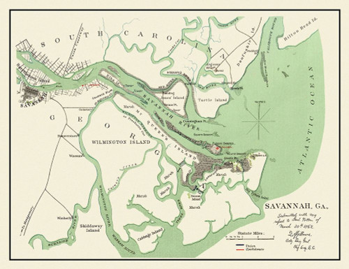 Savannah Georgia - Gillmore  1862 Poster Print by Gillmore Gillmore # GASA0001